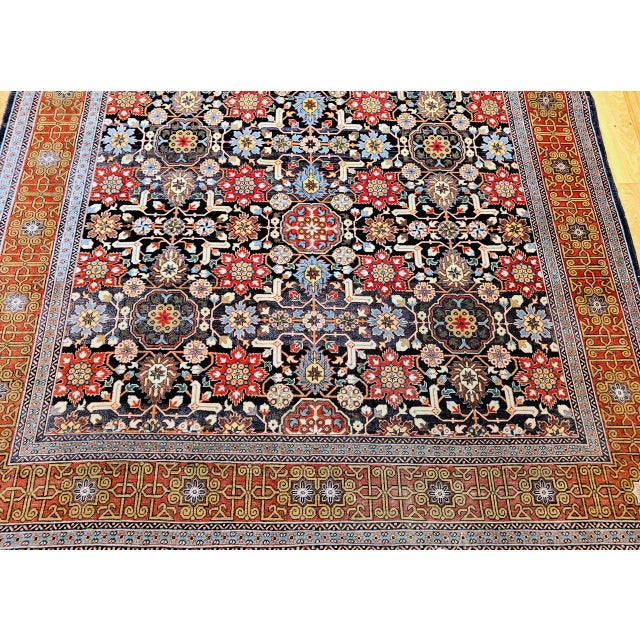 Vintage Persian Tabriz Afshan Rug, Hand-Knotted Wool, Allover Geometric Caucasian Kuba Pattern, Navy & Red, 5x9 For Sale - Image 13 of 18