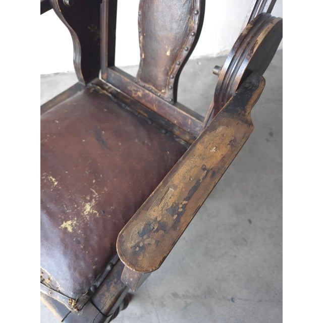 Antique 1900s Edwardian Adjustable Barber's Chair For Sale - Image 10 of 12