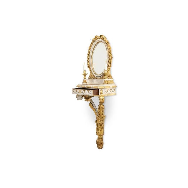 Louis XVI Console in Gilded and Lacquered Wood, 1900s For Sale - Image 3 of 15