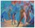Beautiful abstract figurative painting of women on the beach in motion by unknown artist. The Bay Area Figurative movement...