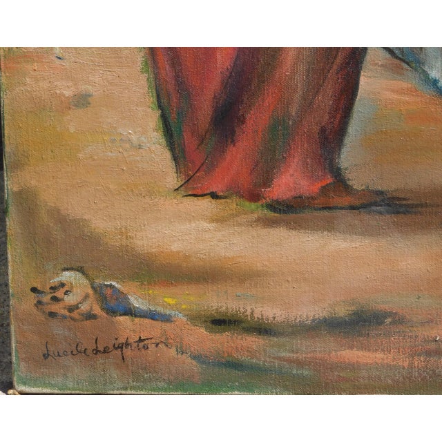 Vintage mid 20th century oil painting by noted Chicago artist, Lucile Leighton. Image size approximately 19 x 30. Signed...