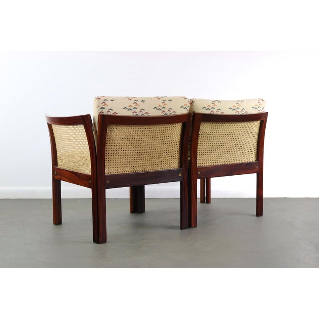 CFC Silkeborg Modular Two Seater Sofa Chairs by Illum Wikkelsø in Rosewood and Cane - a Pair For Sale - Image 4 of 9