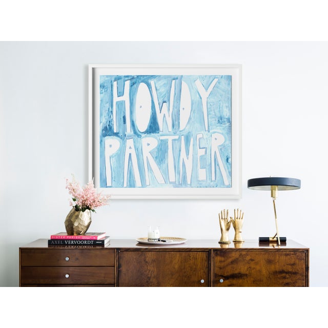 Contemporary Howdy Partner by Virginia Chamlee in White Frame, Large Art Print For Sale - Image 3 of 4