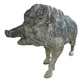 Italian Artist, Large Patinated Wild Boar Sculpture, Mid-20th Century, Bronze For Sale