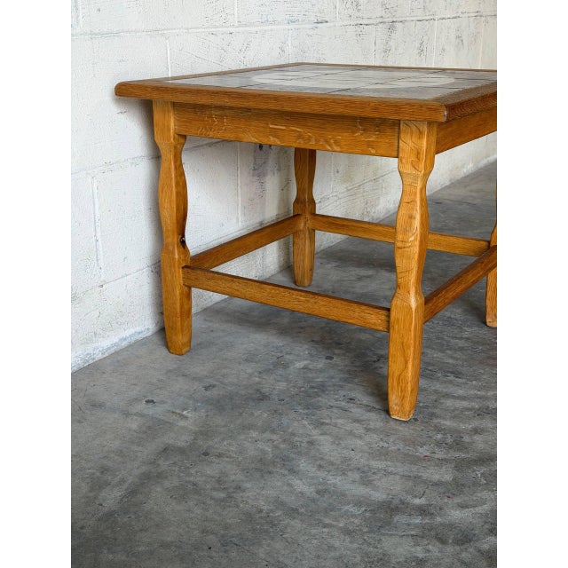 Oak Tile End Table With Inset Ceramic Top Danish Mid-Century Modern 1960s For Sale - Image 11 of 11