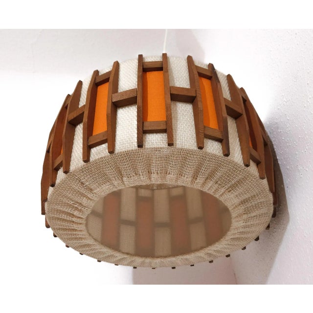 Mid-Century Modern Mid-Century Modern Teak Wook Pendant Lamp, 1970s For Sale - Image 3 of 6