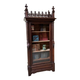 Neo-Gothic Display Cabinet in Walnut For Sale