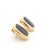 Contemporary Late 20th Century Pair of Lapis and Onyx Stripe Button Earrings For Sale - Image 3 of 3