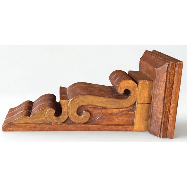 Vintage Hand Carved Restoration Hardware Style Large Scale Corbel Wall Sconce Shelf For Sale - Image 9 of 12