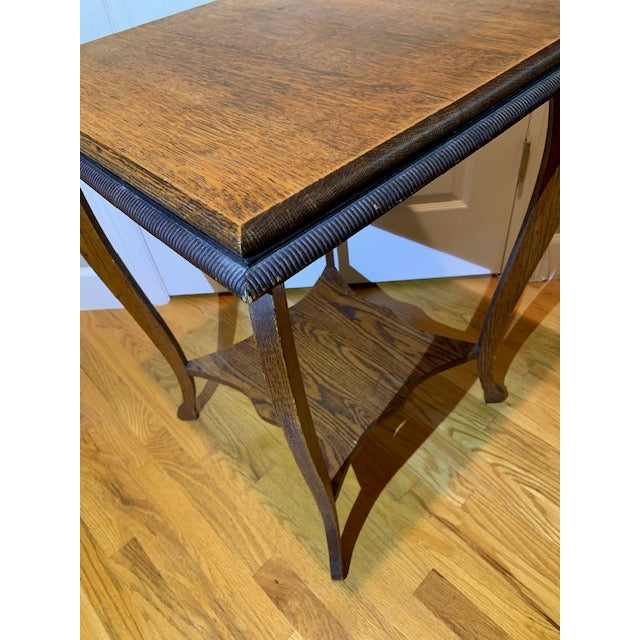 Wood Antique Square Handcarved Apron 2 Tier Side Table Cabriole Style Legs For Sale - Image 7 of 8