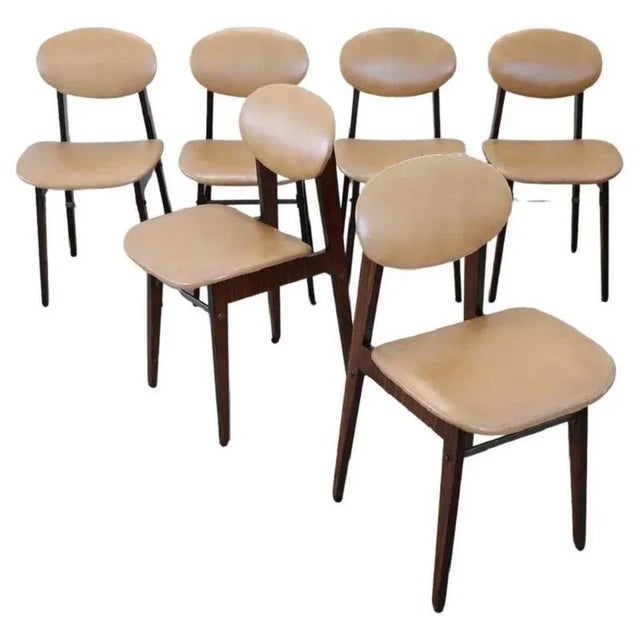 Dining Chairs in Beech Wood and Faux Leather, 1960s, Set of 6 For Sale - Image 13 of 13