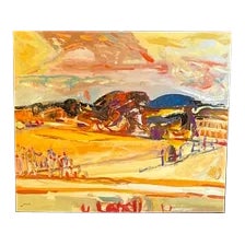 Jean Krille, Landscape 114, Oil on Wood, 1988 For Sale