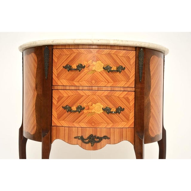 Brown French Side Chest with Marble Top, 1950s For Sale - Image 8 of 10