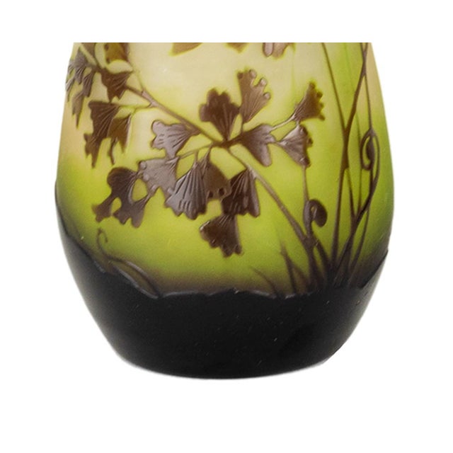 Art Nouveau Cameo Green Glass Vase by Emile Gallé, 20th Century For Sale - Image 9 of 18