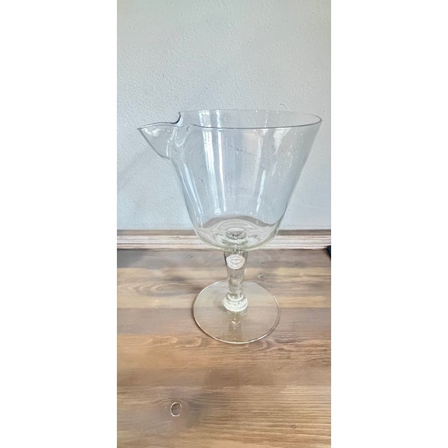 Vintage Giant Stemmed Clear Glass Cocktail Mixing Pitcher With Pour Spout For Sale - Image 6 of 8