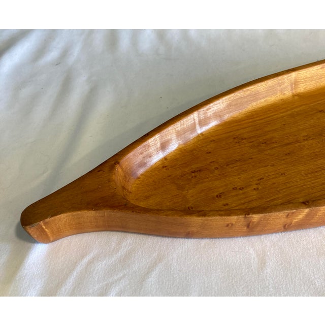 Mid-Century Modern Vintage Stanwood Long Wooden Leaf Serving Tray For Sale - Image 3 of 6
