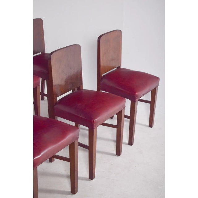 Brown Portuguese Art Deco Style Dining Chairs, 1940s, Set of 8 For Sale - Image 8 of 11