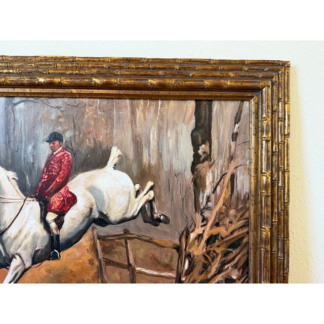 English Large Fox Hunting Oil Painting Horse Rider Equestrian Scene English Sporting Art For Sale - Image 3 of 7
