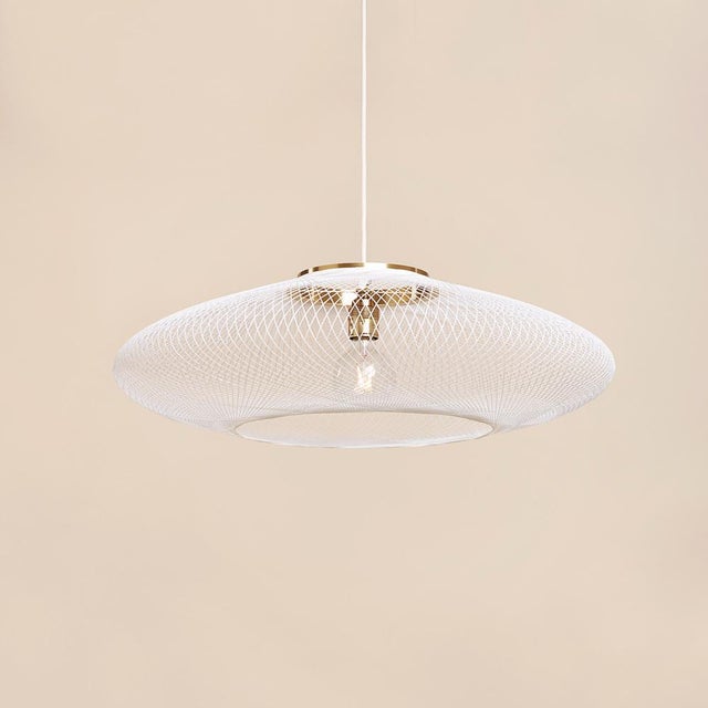 Large Ufo Chalk White Fiber Pattern Lamp by Atelier Robotiq For Sale - Image 10 of 10