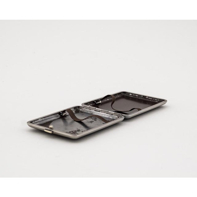 Black German Stainless Steel Cigarette Case with Leather Inlay, 1930s For Sale - Image 8 of 18