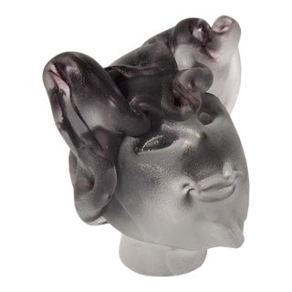 1995 Signed Art Glass Bust Sculpture by Stephen Fellerman and Clair For Sale