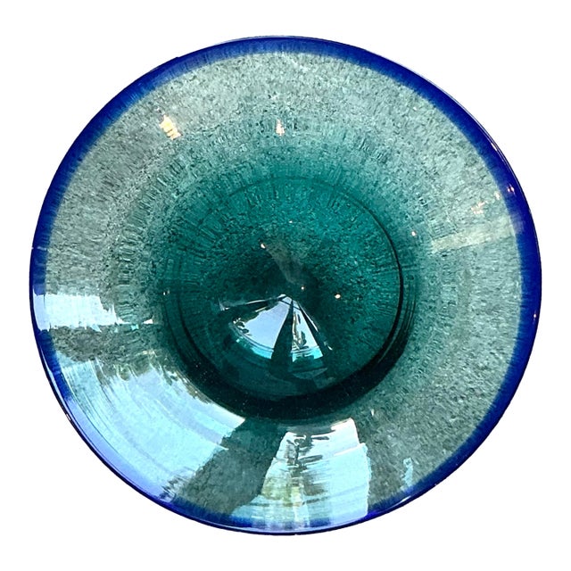 Vintage Boho Blown Glass Bowl For Sale