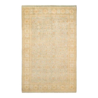 Mogul Collection Hand-Knotted Area Rug - Light Blue 6' 1" x 9' 3" For Sale