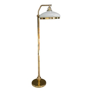 Height-Adjustable Swivel Floor Lamp with Opal Glass Shade, Vienna, Austria, 1920s For Sale
