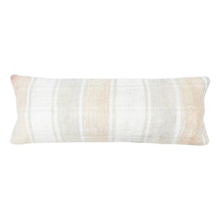 12"x35" Natural Hemp Cushion Cover. Vintage Handwoven Lumbar Pillow Cover For Sale