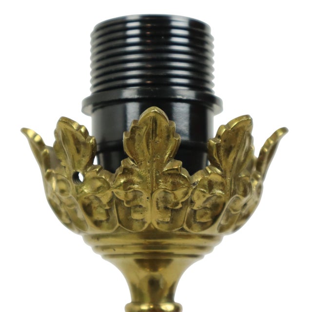 Art Nouveau Style Floral Table Lamp in Brass, 1950s For Sale - Image 15 of 16