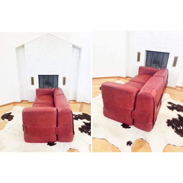 1964 Original 932-Quartet Leather Sofa Sectional Mario Bellini for Cassina, 2 Pieces For Sale - Image 17 of 17