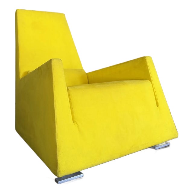 Late 20th Century Ligne Roset Bold Yellow Chartreuse Microfiber Suede Lounge Chair, Made in France For Sale