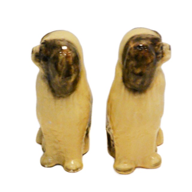 Figurative Rare Matched Pair of Large Mortens Studio Staffordshire-Style Japanese Chin Dogs For Sale - Image 3 of 6