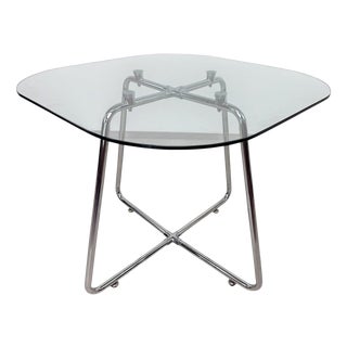 Mid-Century Modern Italian Tubular Chrome and Glass Dining Table, 1970s For Sale