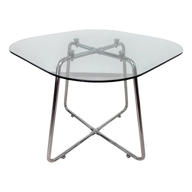 Mid-Century Modern Italian Tubular Chrome and Glass Dining Table, 1970s For Sale