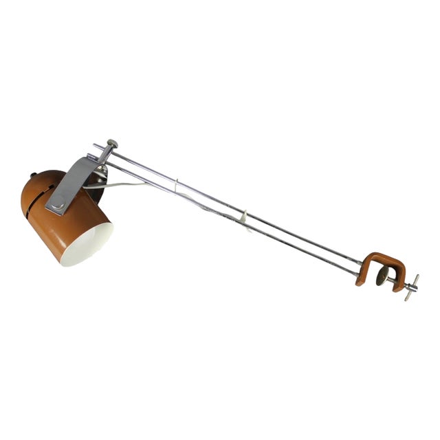 Mid-Century Adjustable Clamp Lamp attributed to Stanislav Indra, Former Czechoslovakia, 1970s For Sale