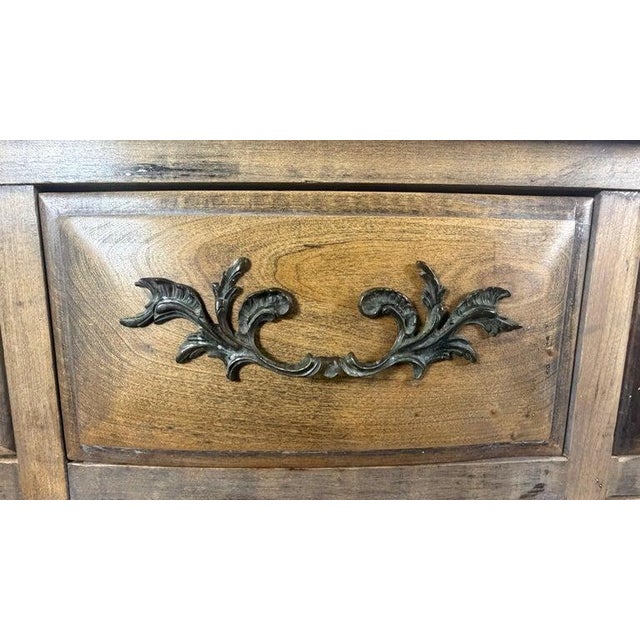 French Provincial French Louis XV Style 9-Drawer Bombe Dresser in Bleached Fruitwood For Sale - Image 3 of 18