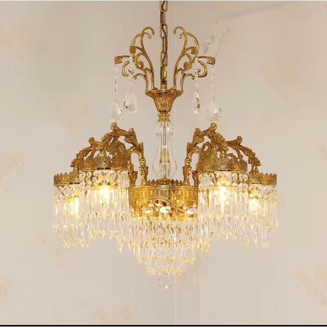 Early 21st Century Maison Velour Victoria Palace Crystal Chandelier – Antique Brass Luxury Fixture For Sale - Image 5 of 6