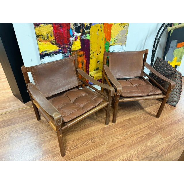 a nice pair of Sirocco chairs Attributed to Arne Norell and produced in Sweden in the 1970’s. These chairs appear to have...