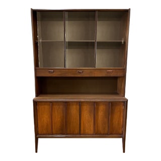 MCM Walnut Dining Cabinet Hutch by Keller Furniture Circa 1969 For Sale