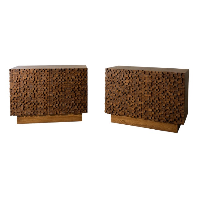 Vintage Brutalist-Style Sideboards, Italy, 1990s, Set of 2 For Sale