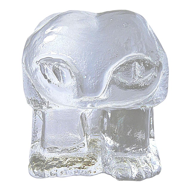 Erik Hoglund Swedish Modern Solid Glass Animal Figure, Kosta Boda Sweden 1970s For Sale