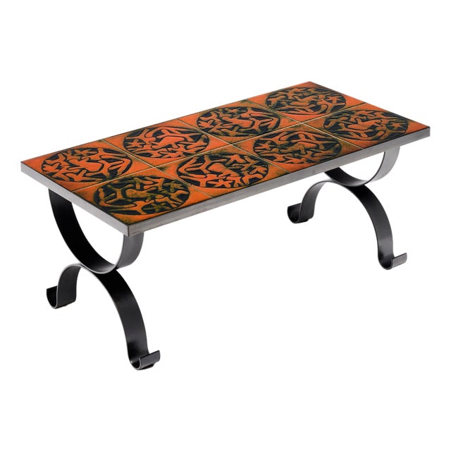 Ceramic Tiled French Coffee Table From Vallauris For Sale