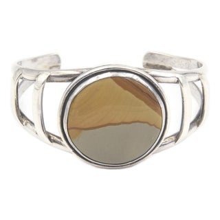 Late 20th Century Southwestern Jasper Sterling Silver Cuff Bracelet For Sale