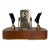 Mid-Century Brass & Walnut Perpetual Calendar Desk Set With Pen Holders For Sale