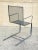 Green Mid 20th Century Industrial Modern Wrought Iron Mesh Spring Cantilever Patio Chair For Sale - Image 8 of 9