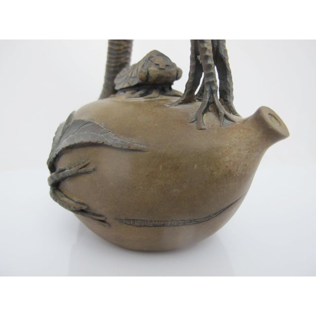 Chinese Yixing Zisha Clay Peach Branch Teapot With Cicada Finial Lid For Sale - Image 4 of 15