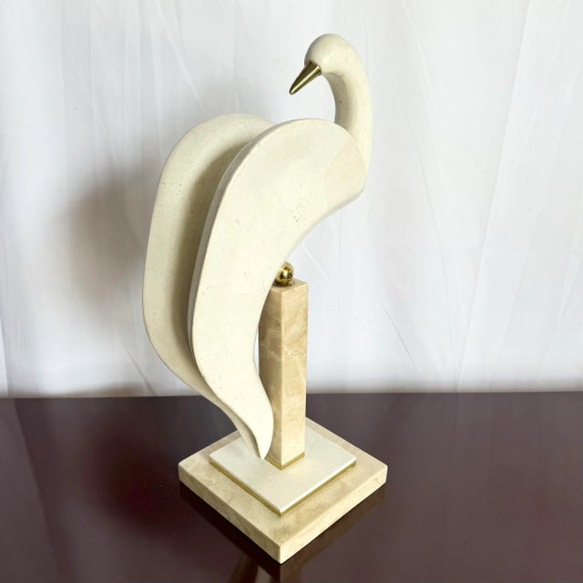 Postmodern Postmodern Tessellated Stone and Brass Maitland Smith Bird Sculpture For Sale - Image 3 of 8