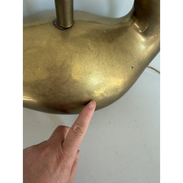 Vintage Hollywood Regency Cast Brass Swan Table Lamp Mid-Century Sculpture For Sale - Image 13 of 18
