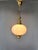 Metal Vintage Pendant Lamp with Opal Glass Globe and Brass Details, 1970s For Sale - Image 7 of 8